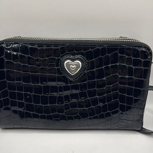 Brighton patent  Croc-Embossed Crossbody Bag with Heart Detail - Picture 2 of 11